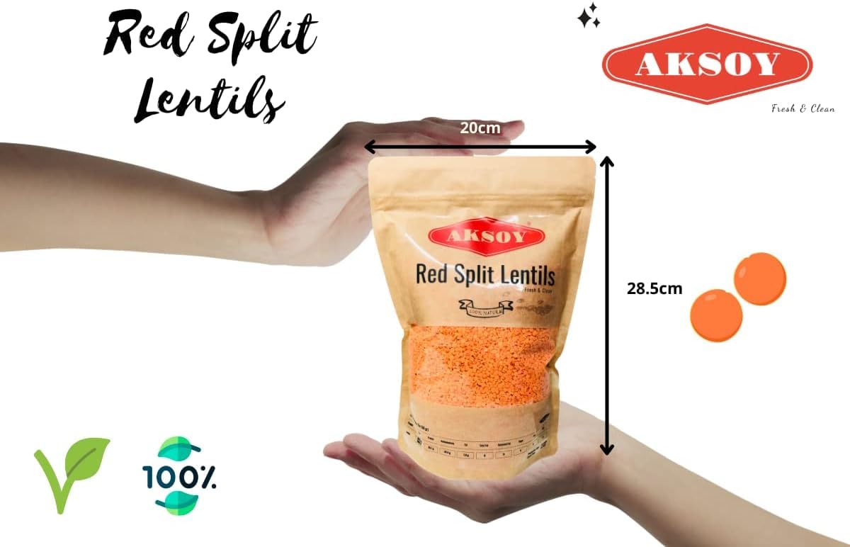 AKSOY Red Split Lentils - 1.25kg Bag | Suitable for Vegans & Vegetarians | Turkish Origin 2