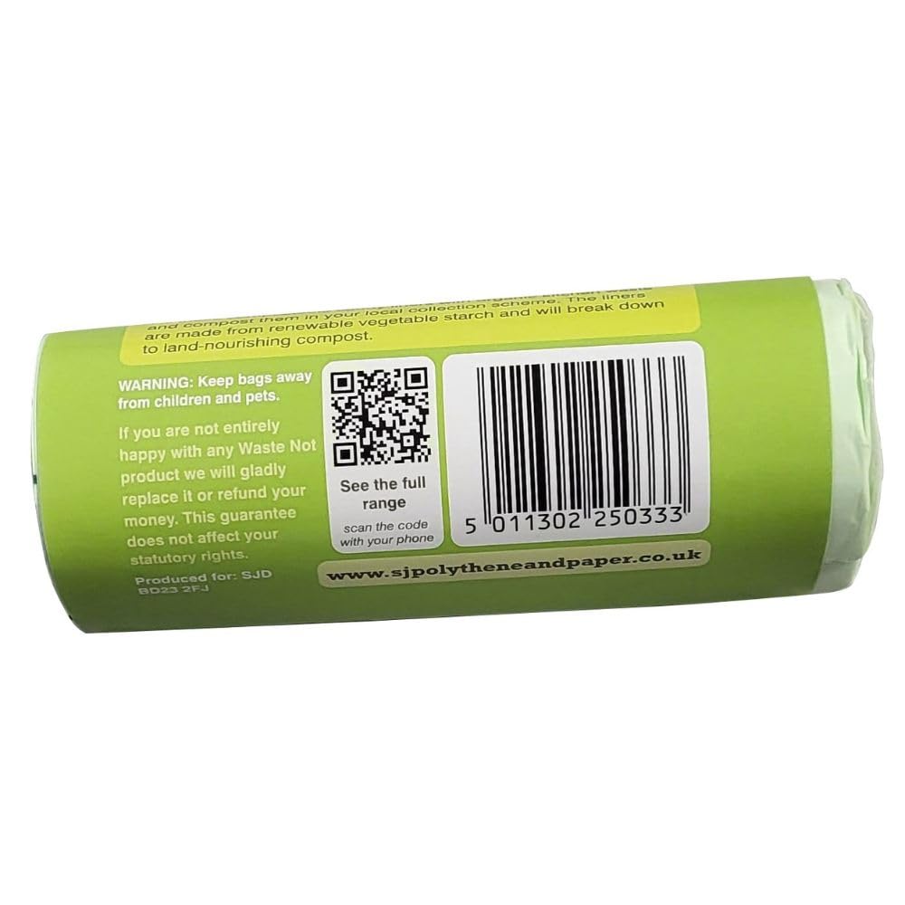 Waste Not Compostable Caddy Liners - 10 Litre Capacity | Biodegradable | Pack of 40 2