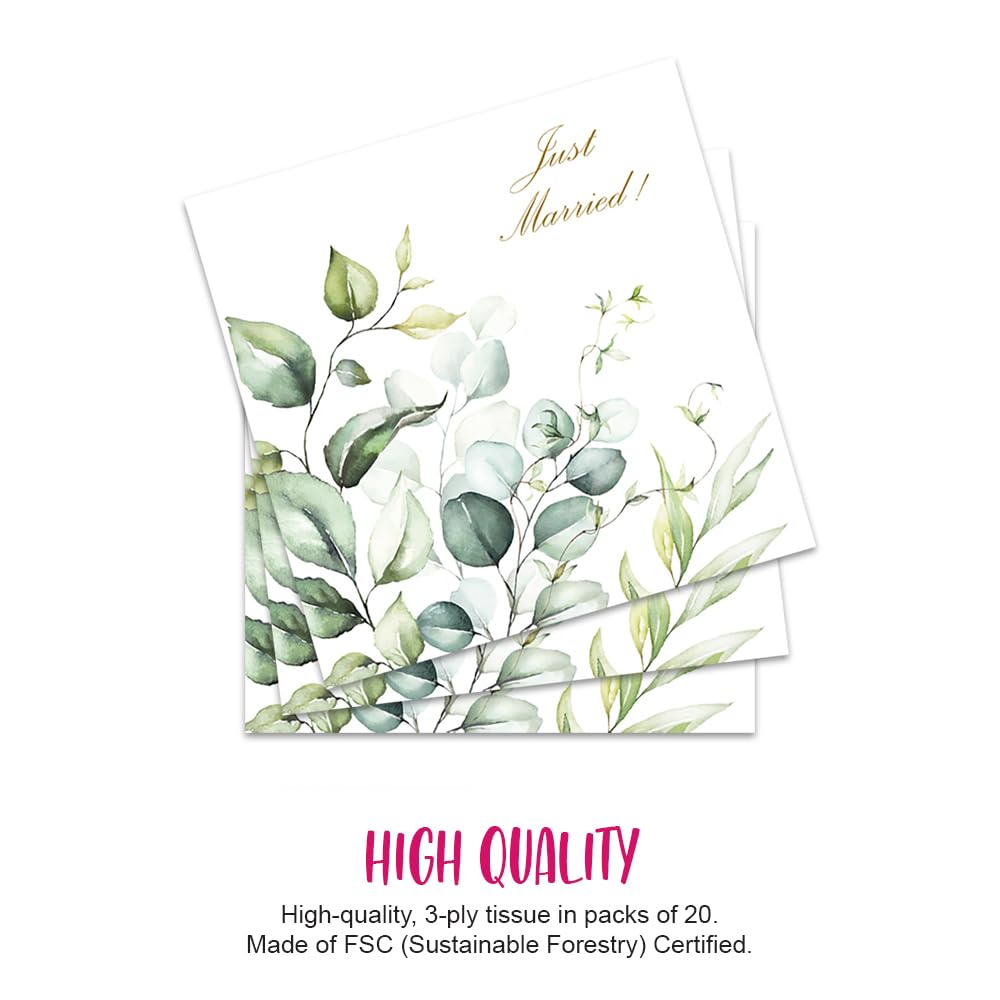 Anniversary House Eucalyptus Foliage Wedding Lunch Napkins - 3 Ply, 33cm
