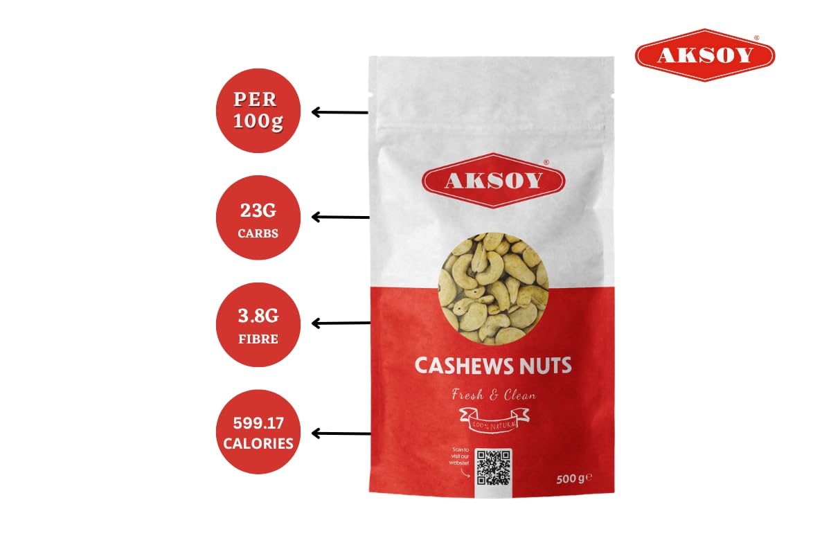 AKSOY Raw Cashews - 500g | Natural, Unsalted, Vegan 8