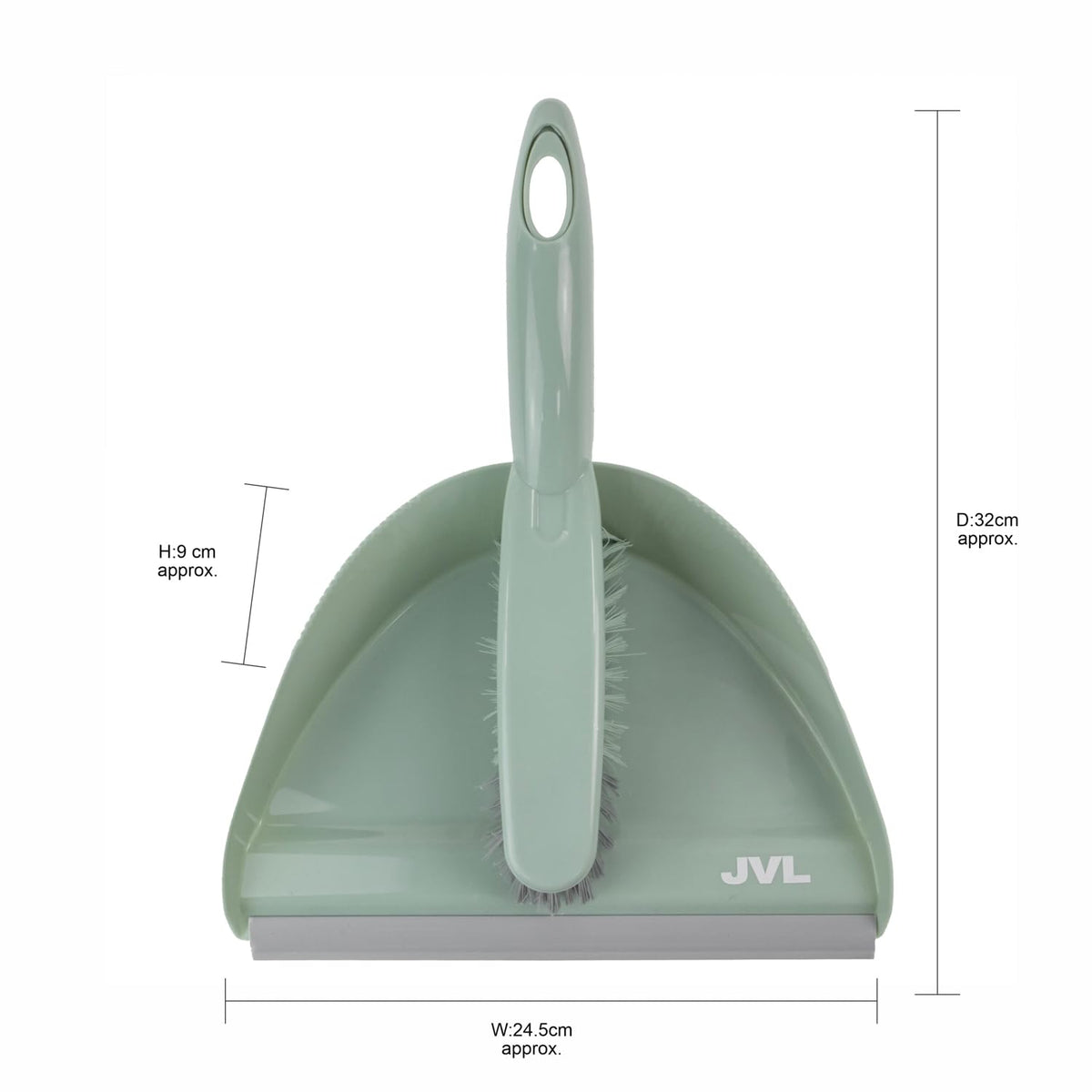 JVL Dustpan and Brush Set - Handheld Floor Sweeper for Carpets, Wood, Tile | Green 9