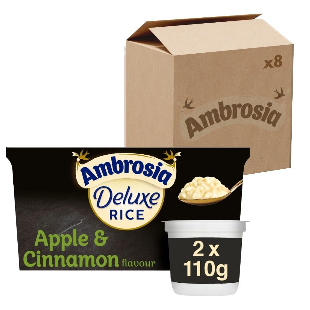 Ambrosia Deluxe Apple & Cinnamon Rice Pudding Pots - Pack of 16 x 110g