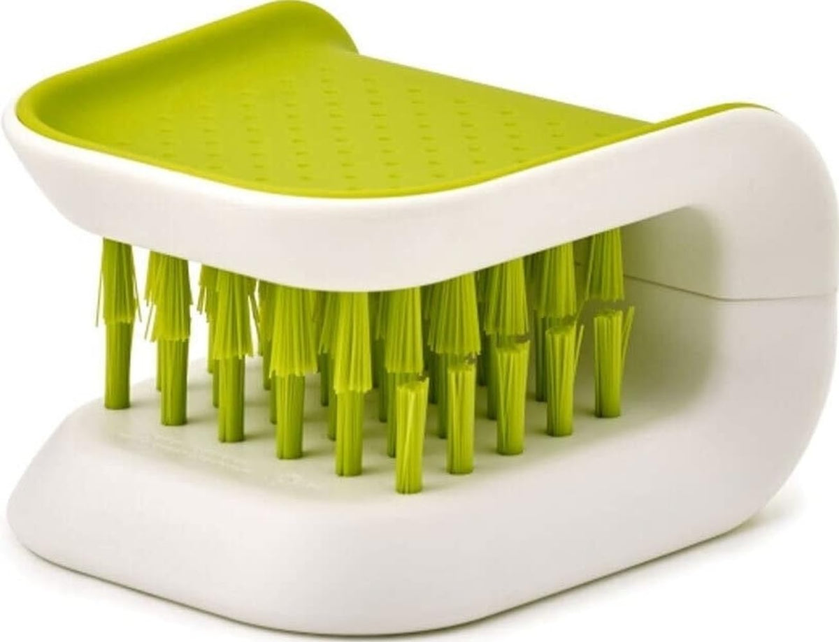 Joseph Joseph BladeBrush Knife and Cutlery Cleaner - Cleans Both Sides Safely | Green Plastic