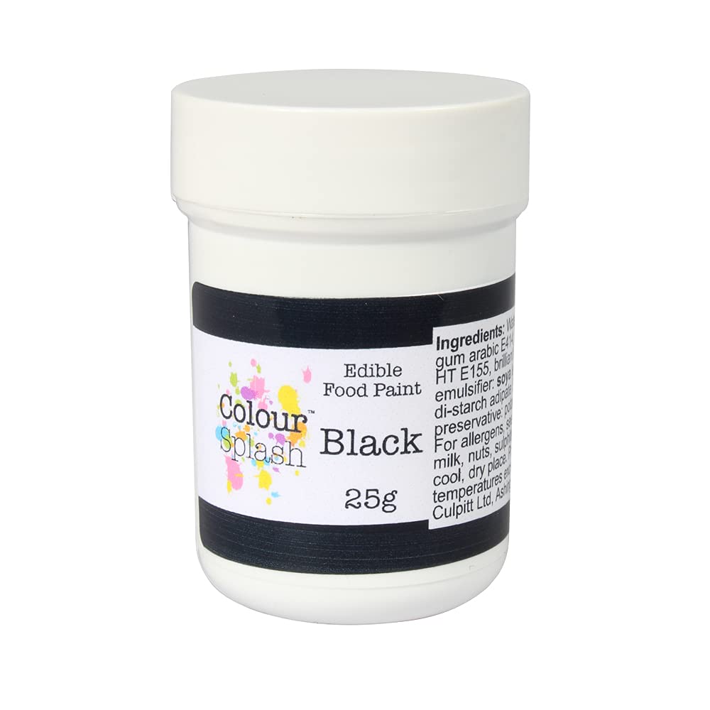 Colour Splash Black Edible Food Paint - 25g Pot | Matt Finish | Vegan & Vegetarian Friendly