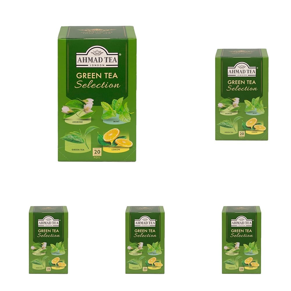 Ahmad Tea Green Tea Selection Pack - 4 Varieties | 20 Teabags per Pack | 5 Packs