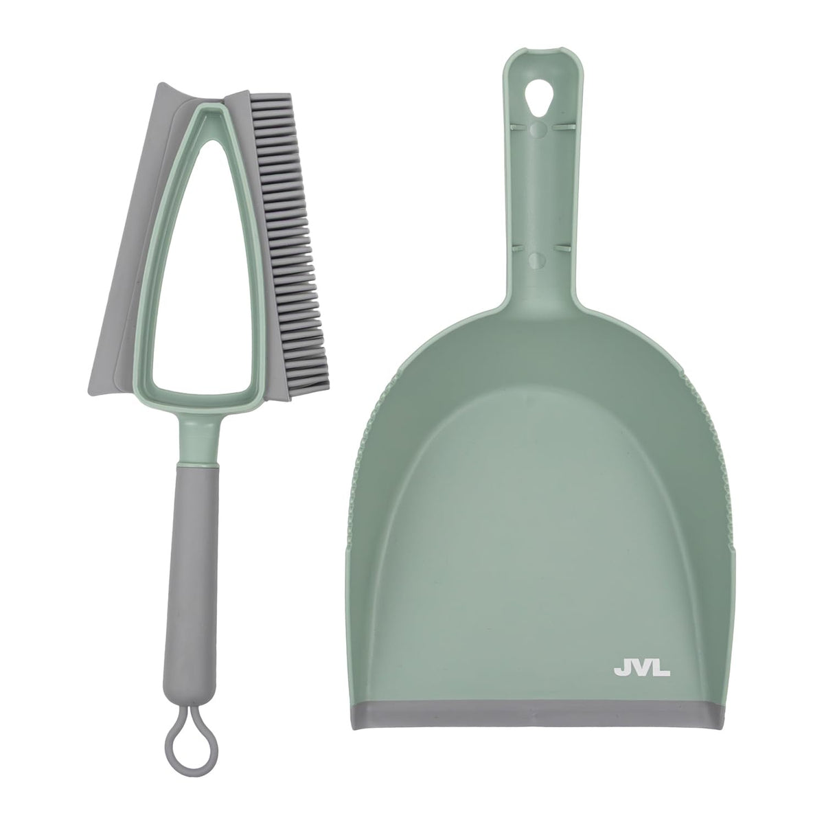 JVL Rubber Dustpan and Brush - Handheld Floor Sweeper with Rubber Bristles | Green | Includes Dustpan and Brush 3