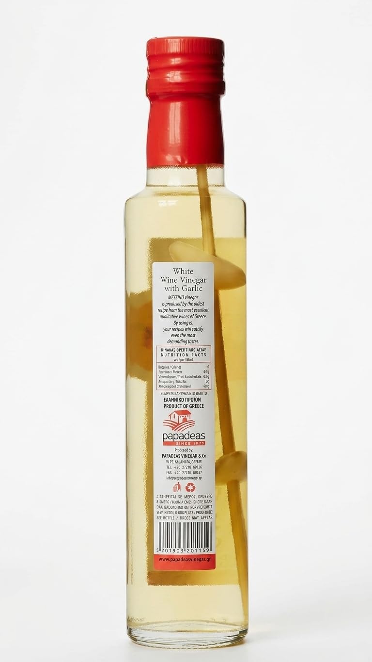 Messino Greek White Wine Vinegar with Garlic - 2 x 250ml Bottles 5