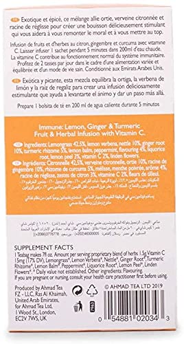 Ahmad Tea Lemon, Ginger & Turmeric 'Immune' Herbal Tea - Supports Immune System, Caffeine-Free, 20 Count (Pack of 2) 6