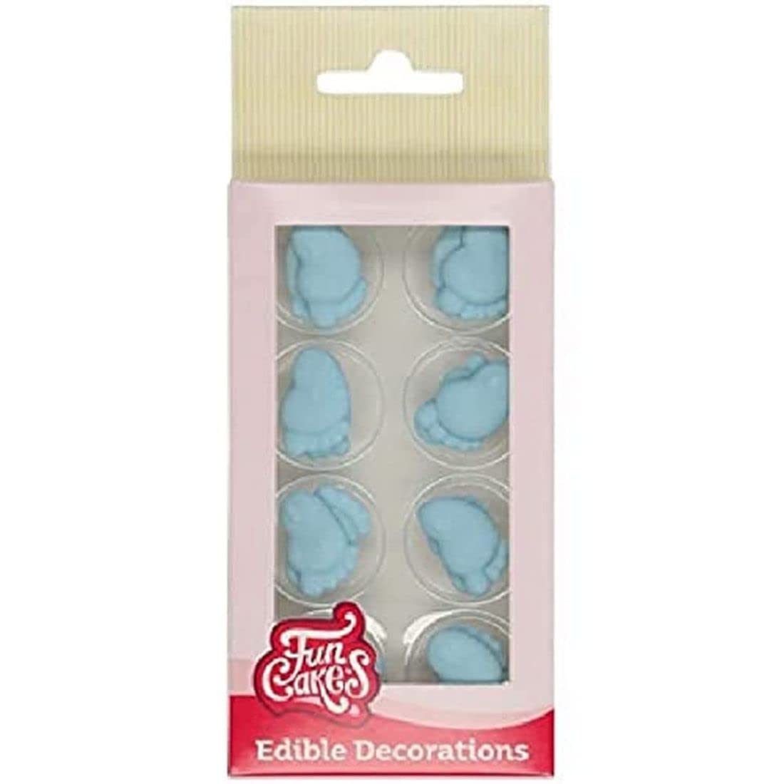FunCakes Edible Cake Toppers - Baby Feet Blue, 16 Count