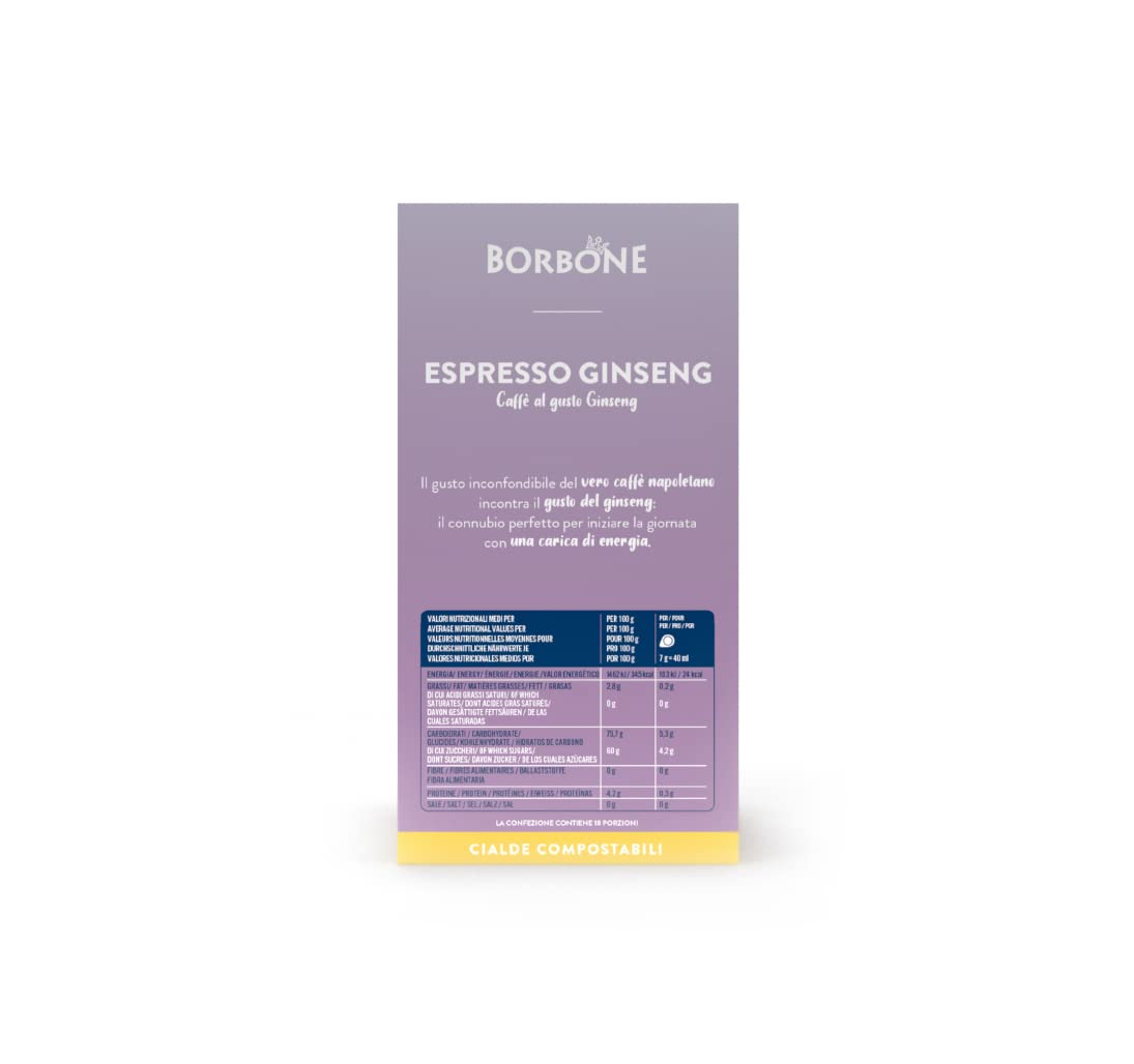Caffè Borbone Espresso Ginseng - 72 Pods | Compatible with ESE Systems | Italian Coffee Blend 7