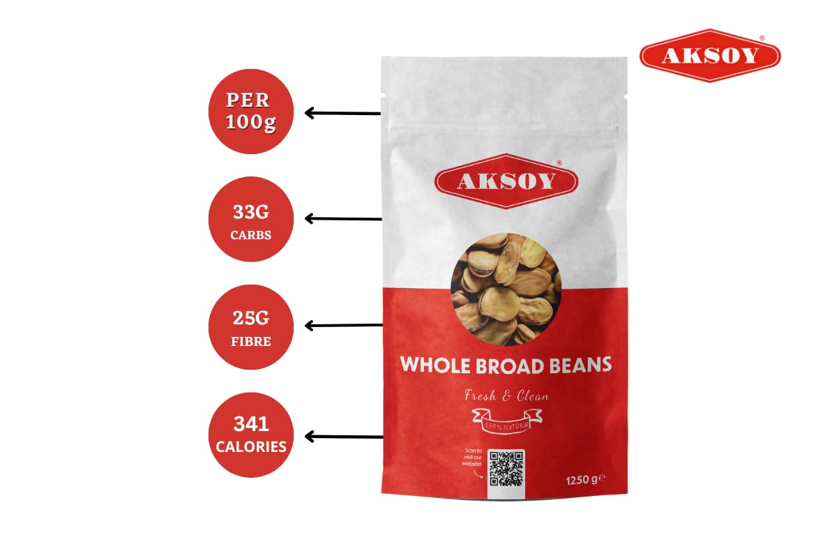 AKSOY Whole Broad Beans - 1.25 kg Pack | High Fibre | Resealable Pouch 6
