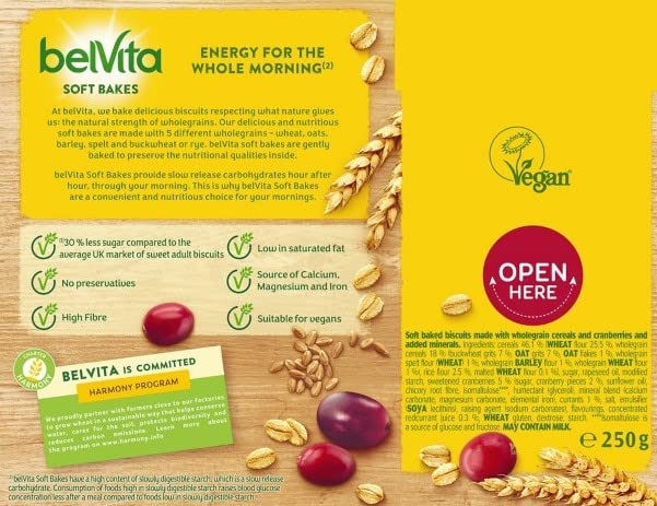 Belvita Breakfast Biscuits Soft Bakes Red Berries - 4 x 250g Packs | 5 Whole Grains | Sustained Energy 4