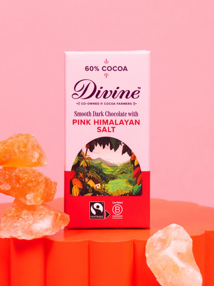 Divine 60% Cocoa Dark Chocolate with Pink Himalayan Salt - 15 x 90g Bars