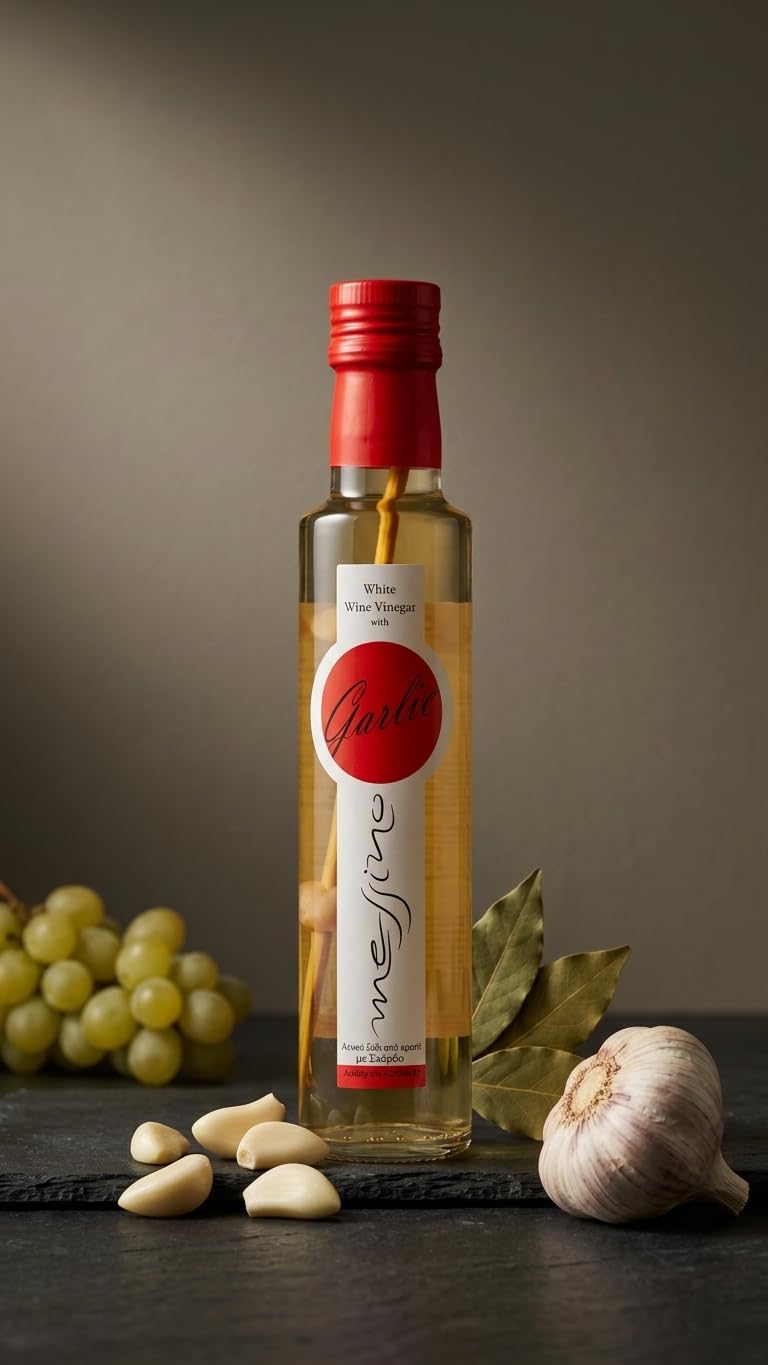 Messino Greek White Wine Vinegar with Garlic - 2 x 250ml Bottles 9