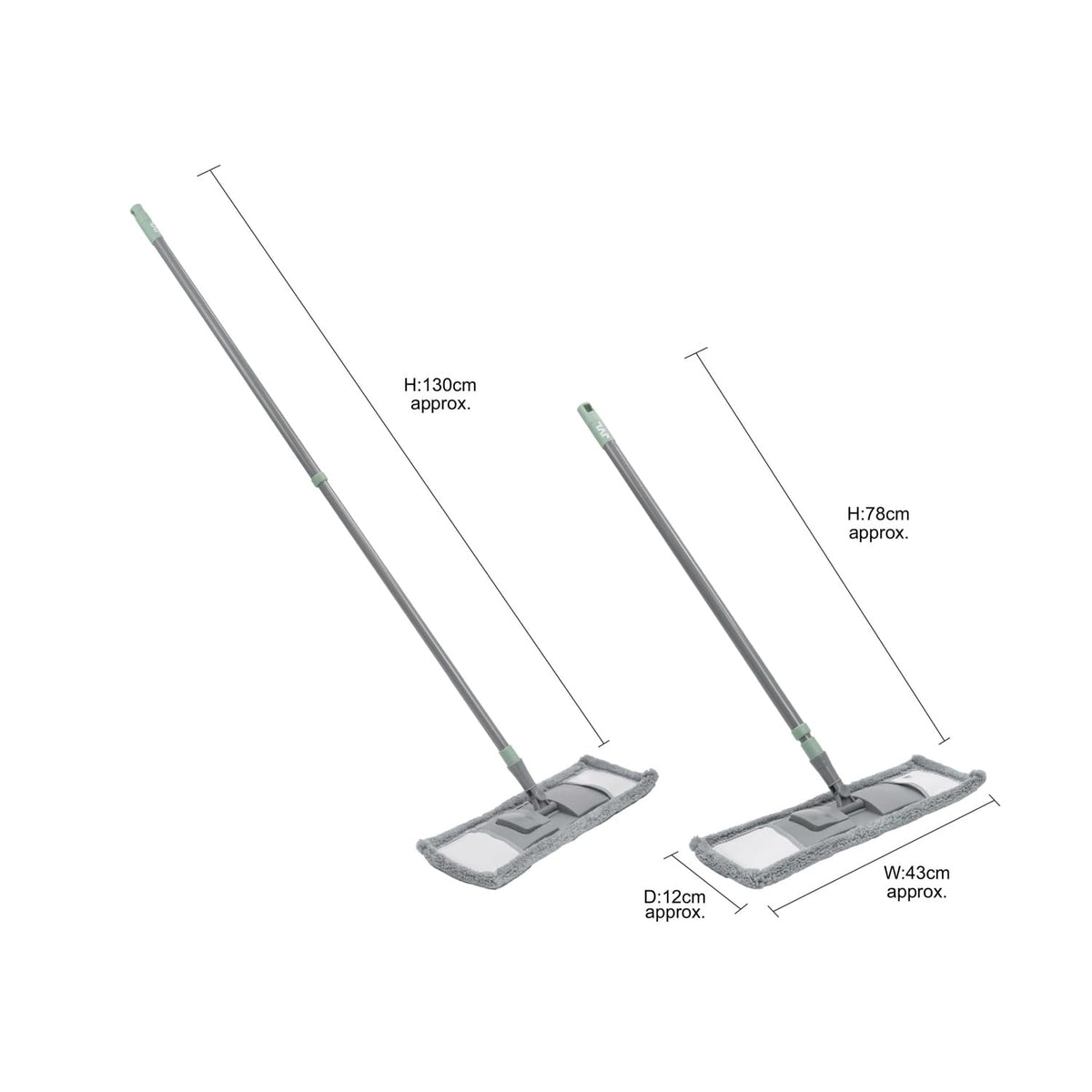 JVL Extended Microfibre Flat Mop - Machine Washable Head | Telescopic Handle | Grey 7
