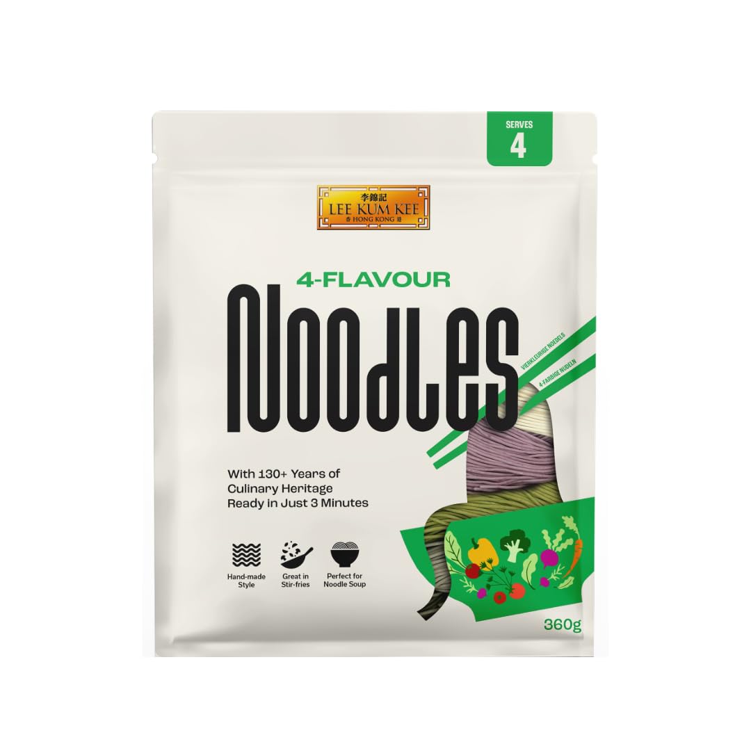Lee Kum Kee 4-Flavour Noodles - 360g | Semi-Dried | Ready in 3 Minutes