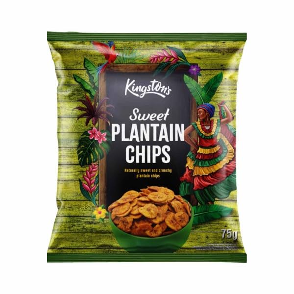 Kingston's Sweet Plantain Chips - Vegan & Gluten-Free Snack | 12 x 75g Multipack
