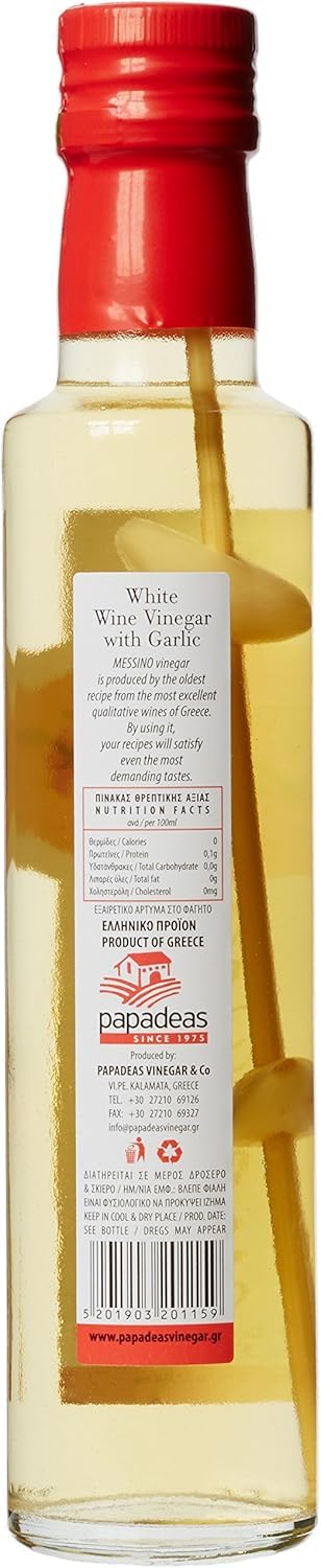 Messino Greek White Wine Vinegar with Garlic - 2 x 250ml Bottles 4