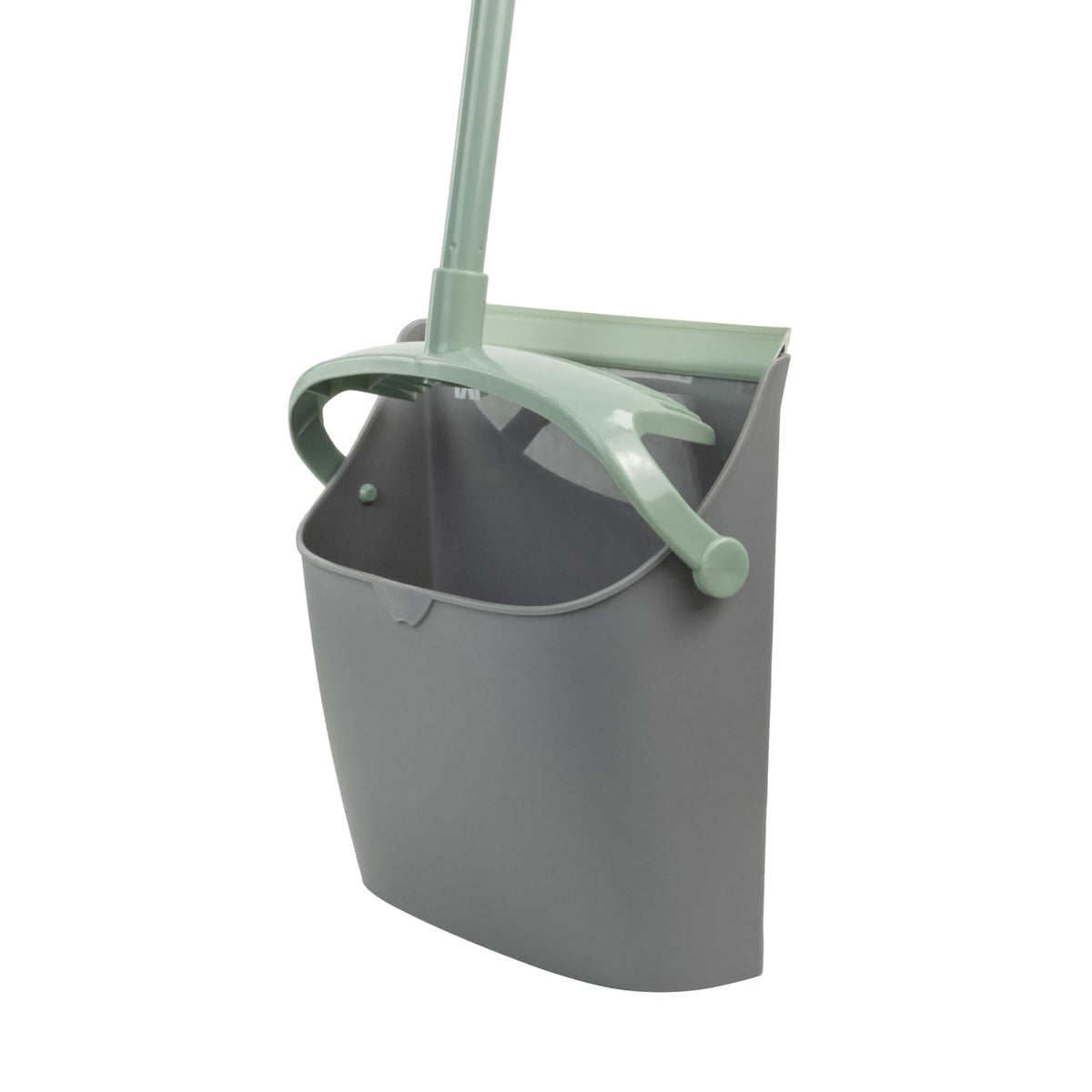 JVL Long Handle Lobby Dustpan and Brush Set - Upright Storage, Built-in Comb, Grey 5
