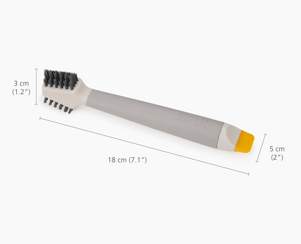Joseph Joseph CleanTech 3-in-1 Bathroom Cleaning Brush - V-Shaped Bristles, Integrated Scraper | Light Stone 4