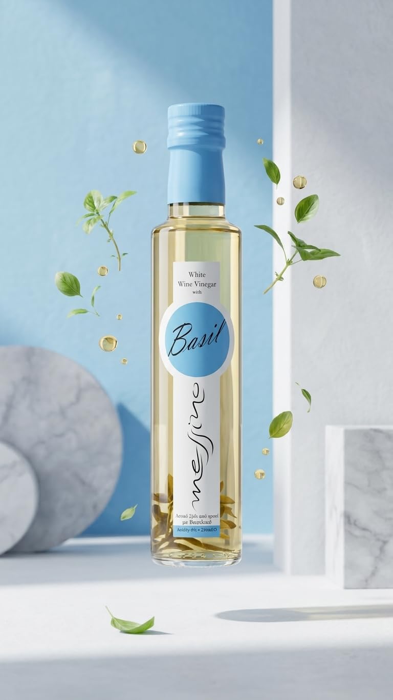 Messino Greek White Wine Vinegar with Basil - 2 x 250ml Bottles 6