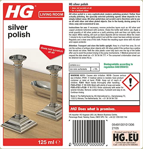 HG Silver Polish Cream Cleaner - 125ml | Gentle Formula | Streak-Free Shine 7
