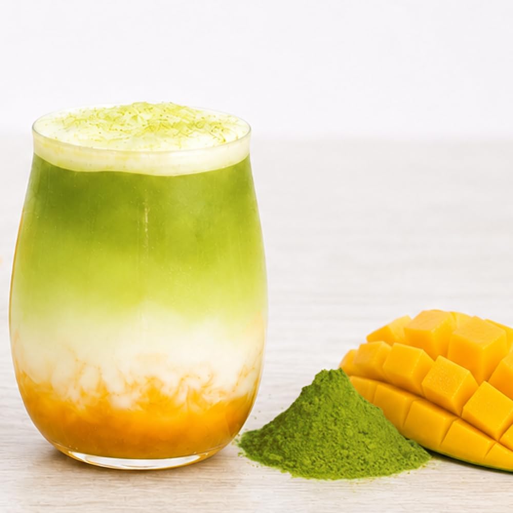 The TeaShed Mango Matcha Latte Kit - Makes 10 Drinks | 150g Pack 4