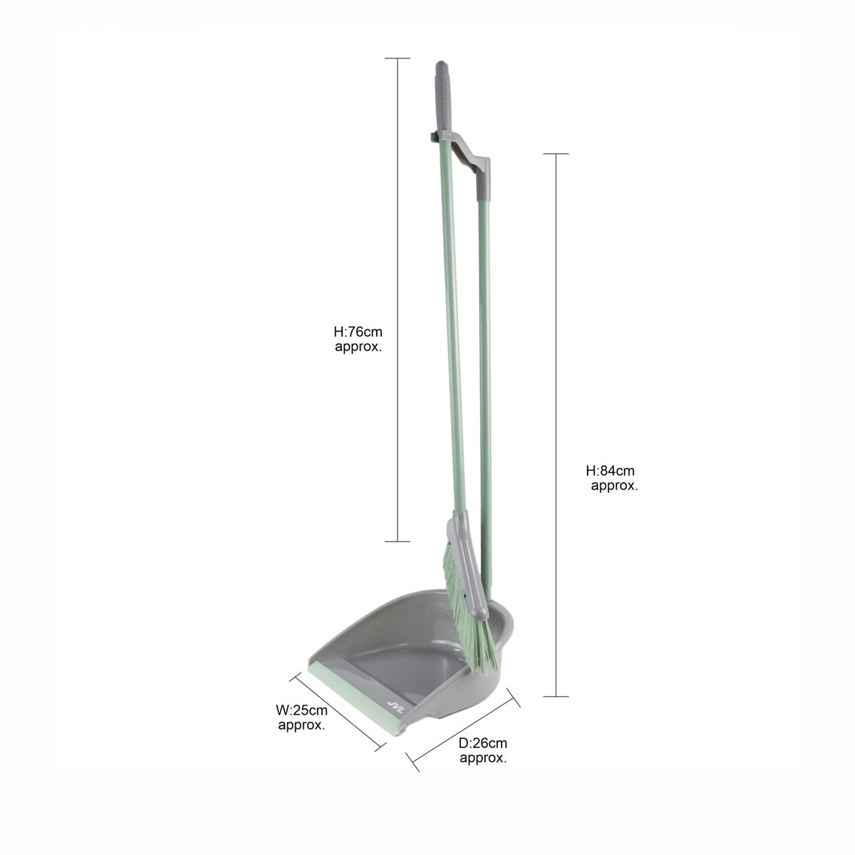 JVL Long Handle Dustpan and Brush Set - Upright Stand-Up Cleaning | Grey | H:84cm 8