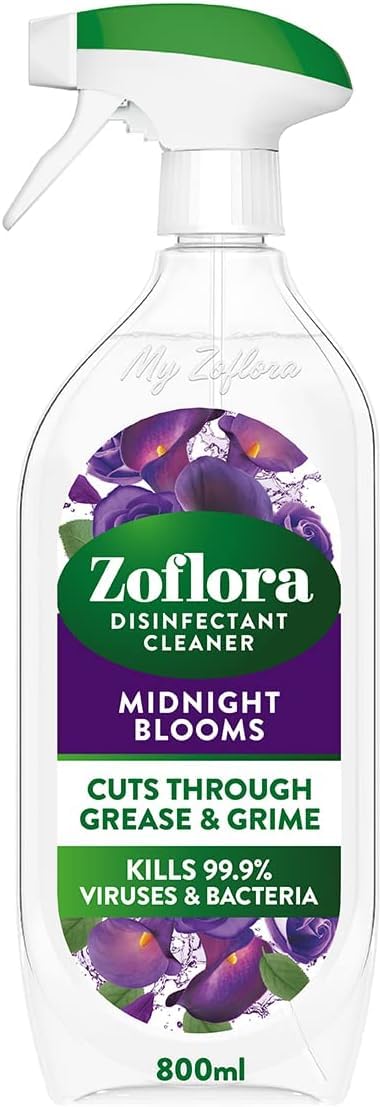 Zoflora Midnight Blooms Multipurpose Cleaner Trigger Spray - Kills 99.9% of Viruses & Bacteria, 800ml 1