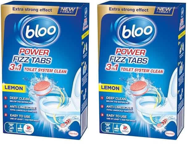 Bloo Power Fizz Tabs Toilet Cleaner - Anti-Limescale, Lemon Scent, 16 Tabs