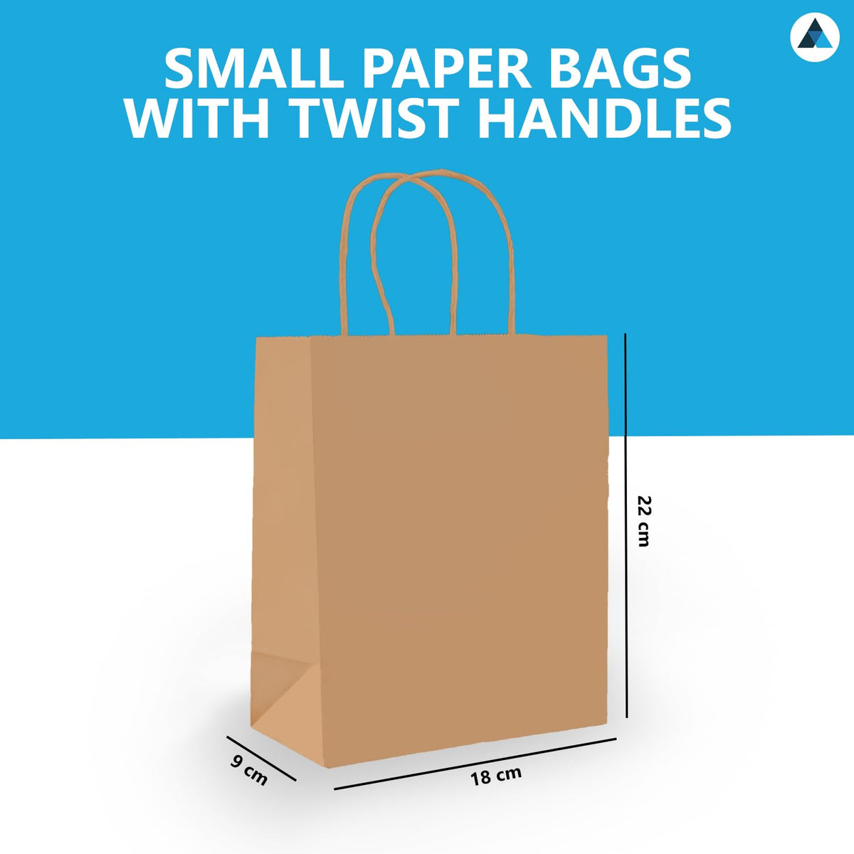 Nationwide Paper Kraft Paper Bags - Small Gift & Party Bags with Twist Handles, 25 Count, Brown 2