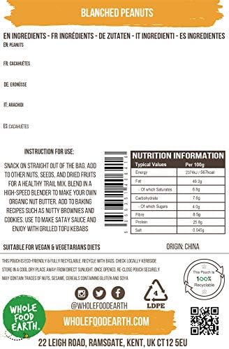 Wholefood Earth Blanched Peanuts - 1 kg | GMO Free | High Fibre 5