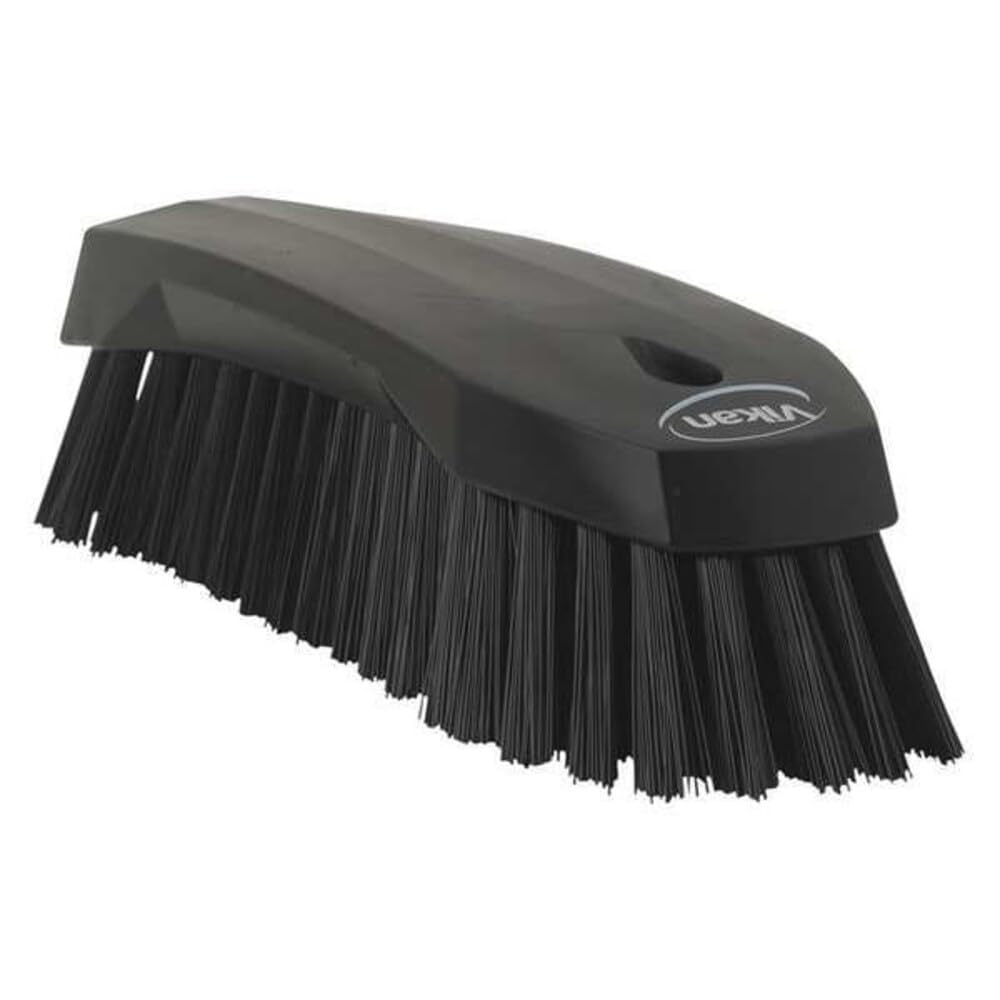 Vikan Handheld Scrubbing Brush - Multipurpose Cleaning | Hard Bristles | Black 1