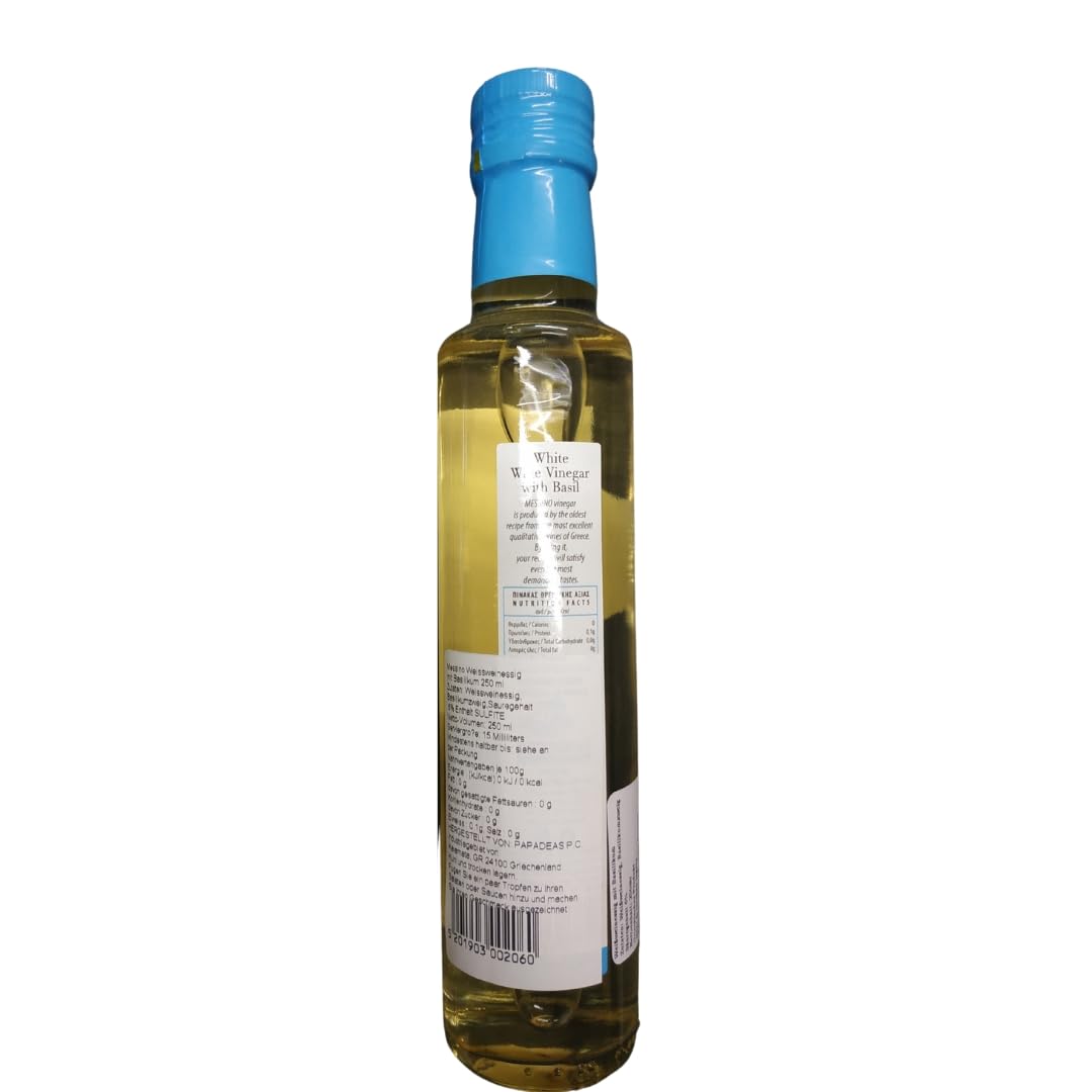 Messino Greek White Wine Vinegar with Basil - 2 x 250ml Bottles 4