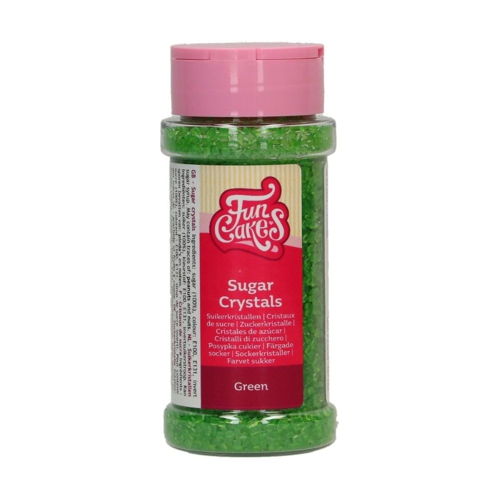 FunCakes Green Sugar Crystals - 80g | Cake Decoration | Edible Sprinkles