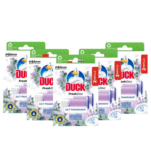 DUCK Fresh Discs Toilet Cleaner Refill - Eucalyptus & Lavender Scent | 5 Discs | 72ml Total