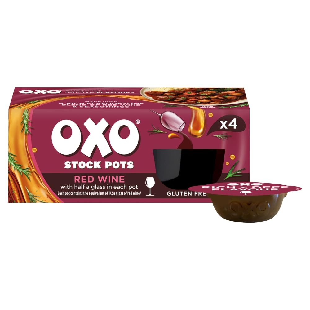 OXO Red Wine Stock Pots - Rich & Flavoursome Blend | 80g Pack | 4 x 20g Pots