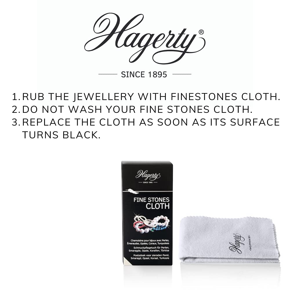 Hagerty Fine Stones Cloth - Cleans & Restores Shine on Pearls, Opals, Turquoise | 36x30cm Cotton 6