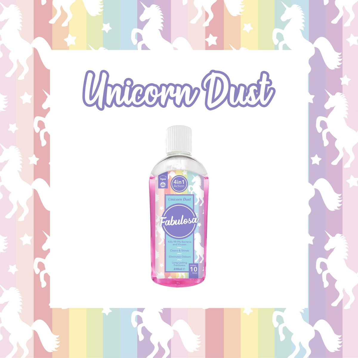Fabulosa Unicorn Dust All-Purpose Cleaner - Kills 99.9% Bacteria & Viruses | Concentrated Liquid | 220 ml