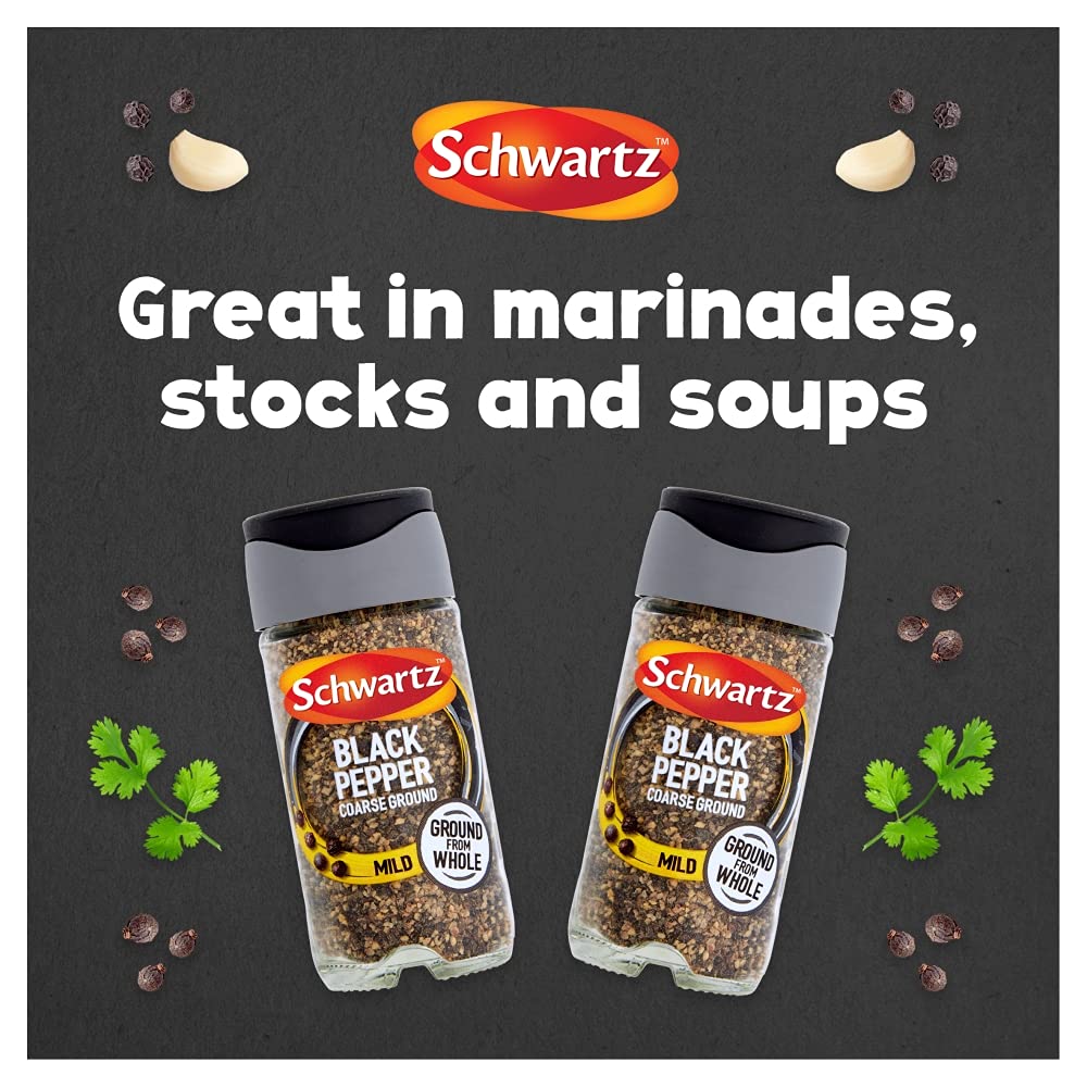 Schwartz Mild Coarse Ground Black Pepper - Warm, Spicy & Aromatic | 33g Jar (Pack of 6) 4