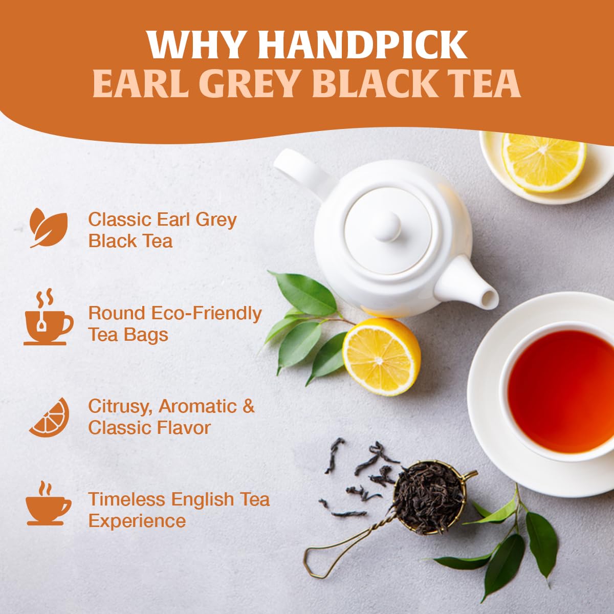 HANDPICK Earl Grey Black Tea Bags - 100 Count | Bergamot Extracts | Nourishing & Refreshing 3