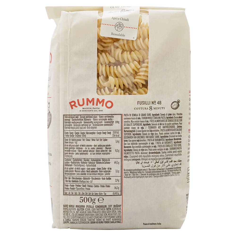 Rummo Fusilli Pasta No.48 - Authentic Italian Short Pasta | 500 g (Pack of 2)