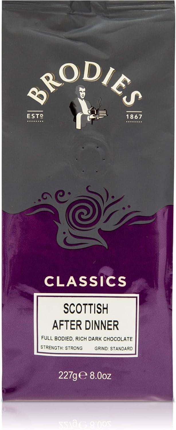 Brodies Scottish After Dinner Ground Coffee - 100% Arabica, Dark Roast, 227g Pack of 6 5