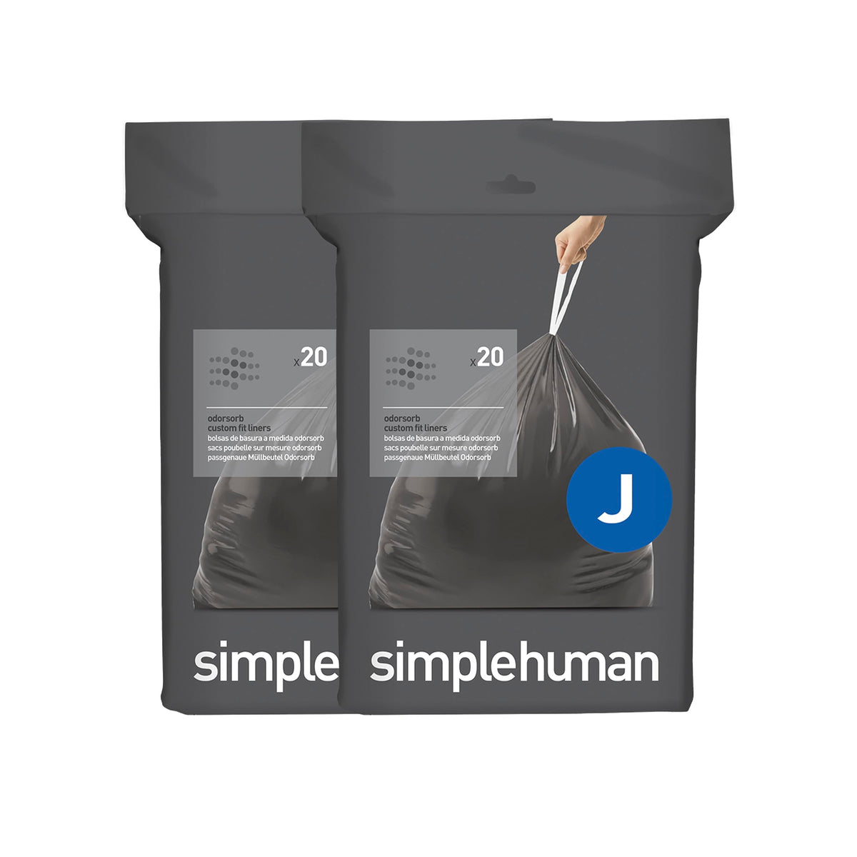simplehuman Code J Odorsorb Bin Liners - 40 Count | 30 Litre Capacity | Unscented 1