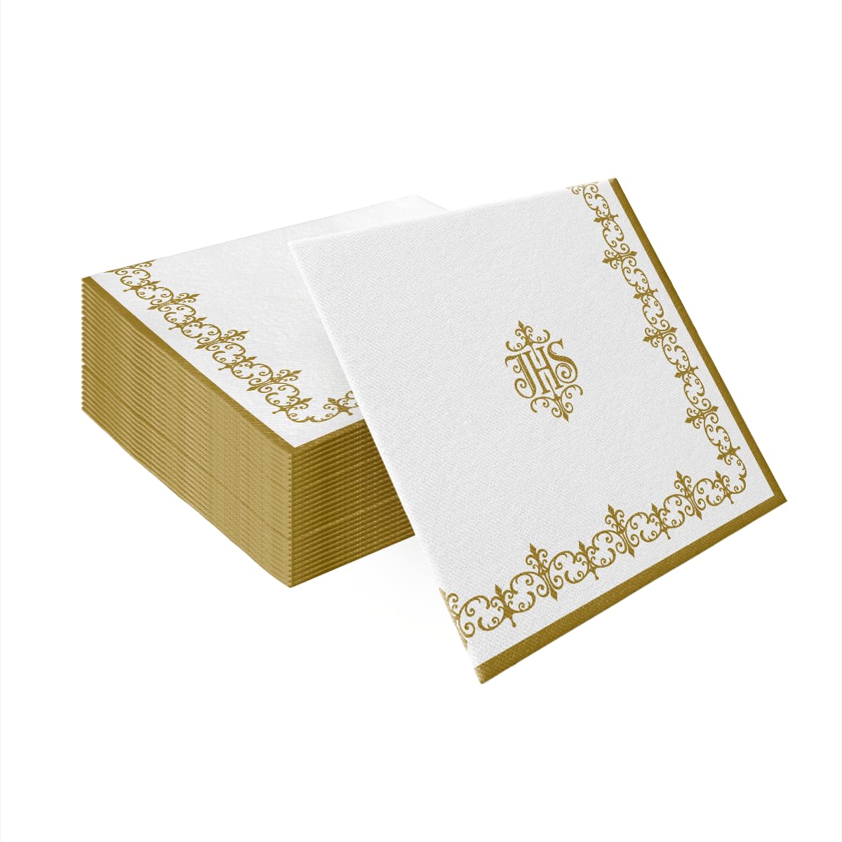 PAW Decor Collection Linen Feel Napkins - 40 x 40 cm, 50 Pack, IHS Monogram