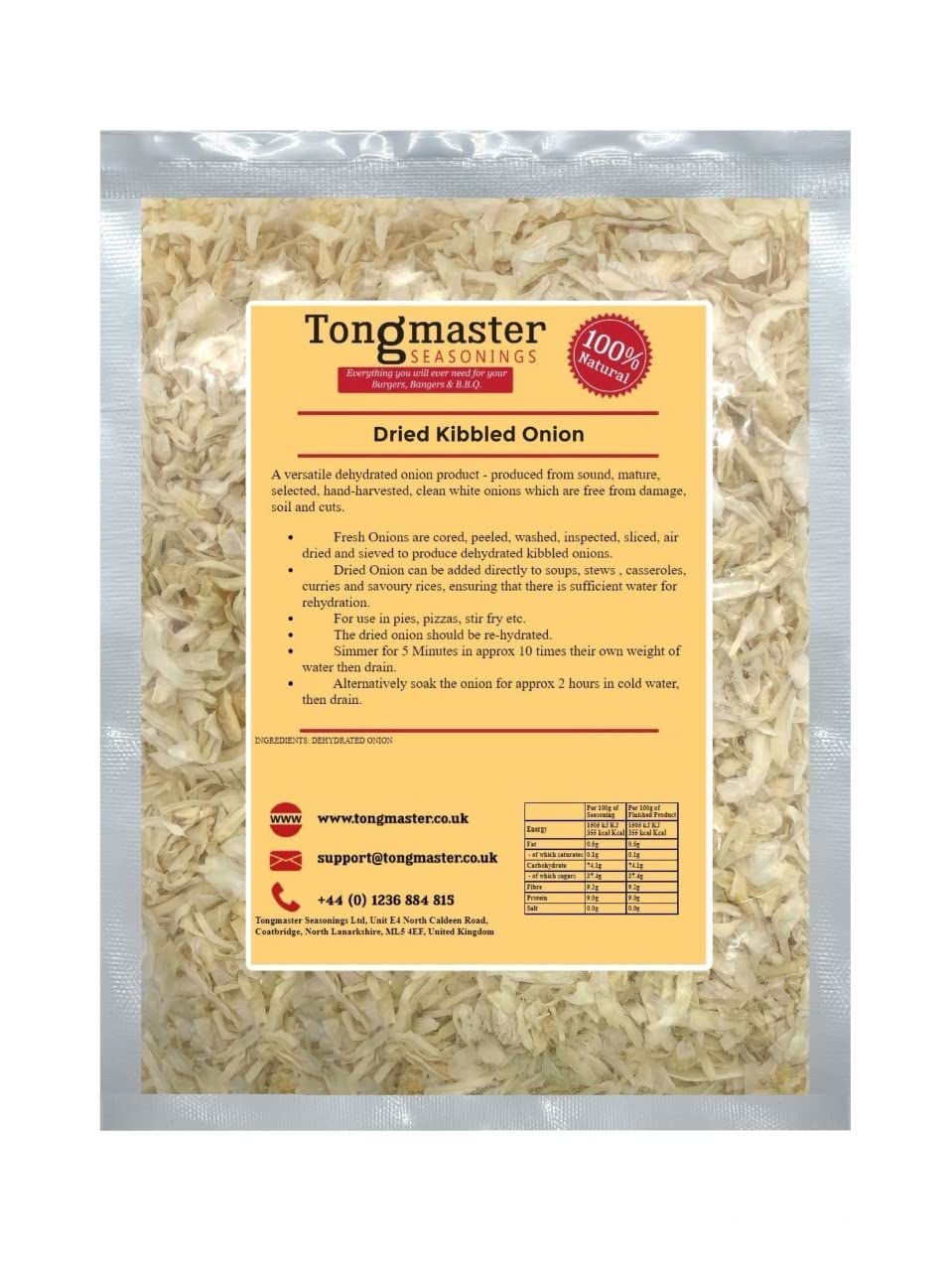 Tongmaster Dried Kibbled Onion Flakes - 500g 1
