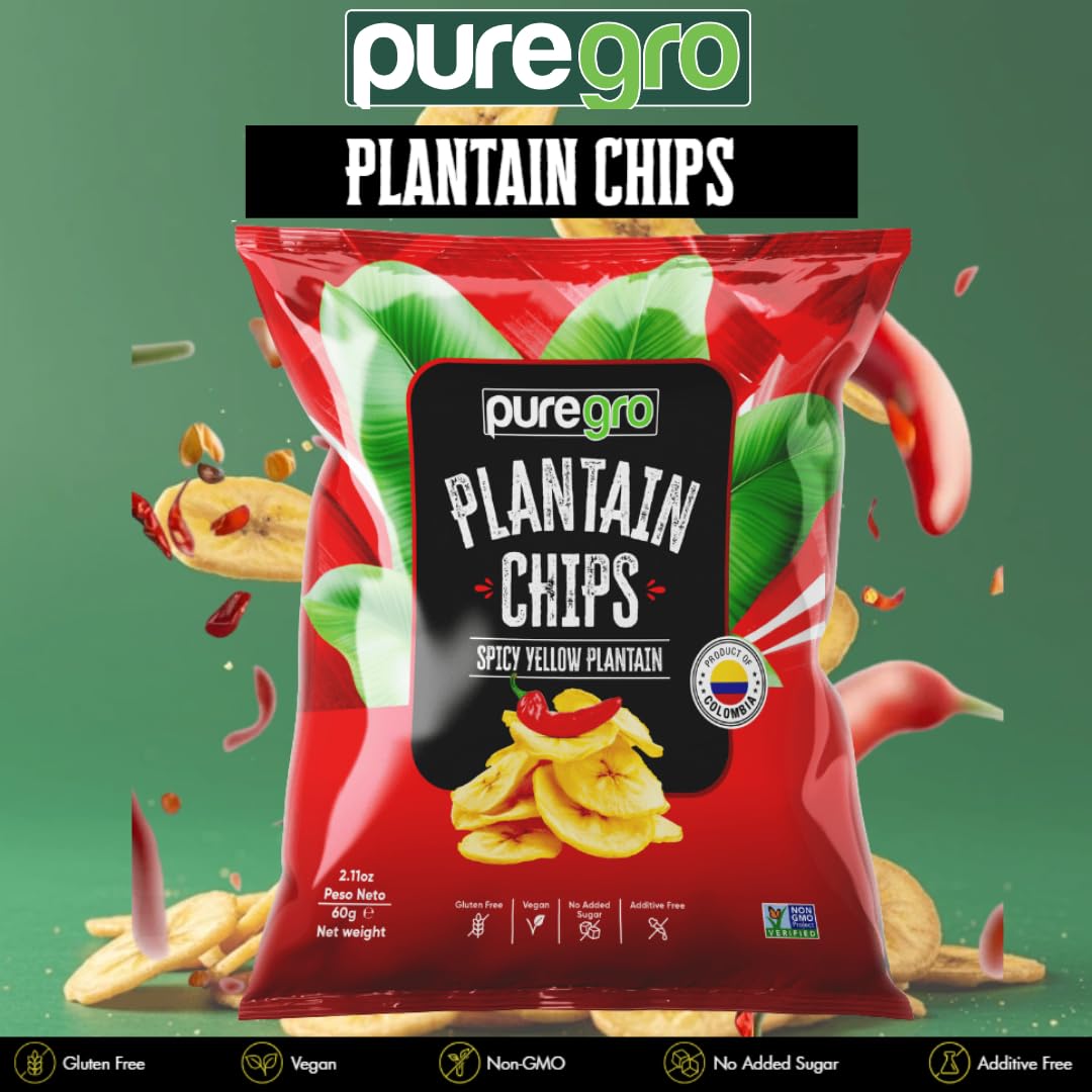 Puregro Plantain Chips with Chilli - Spicy Snack Multipack | 24 x 60g 4