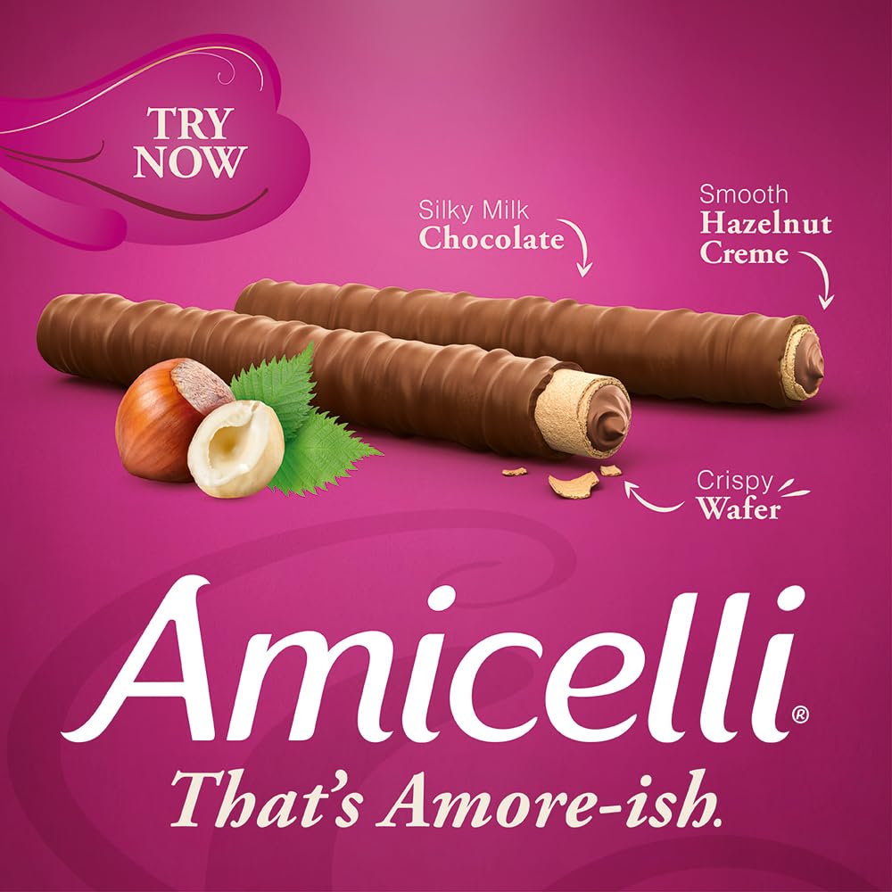 Amicelli Original Hazelnut Crème Wafer Rolls - 600g Pack of 3