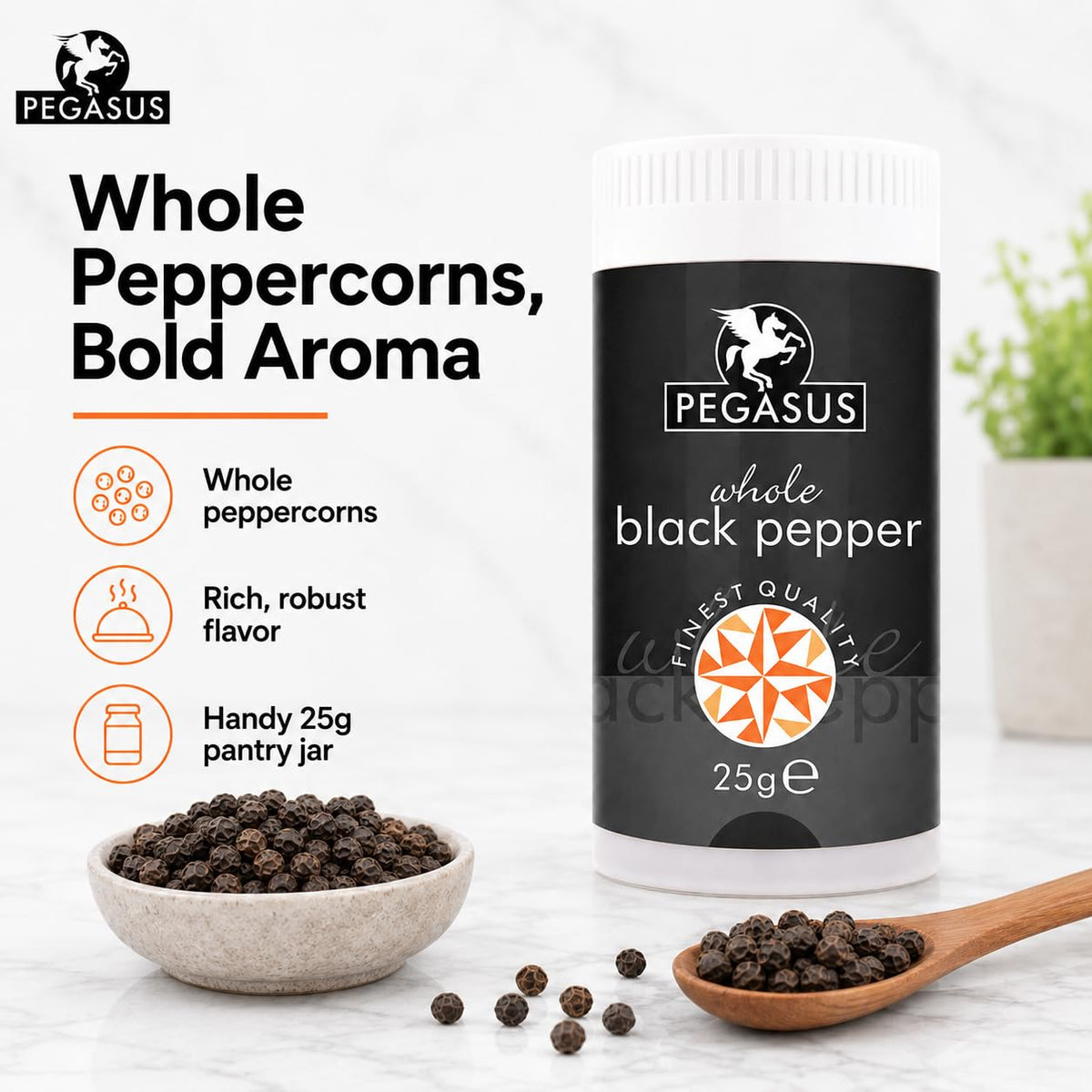 Pegasus Whole Black Peppercorns - 25g | Premium Spice for Cooking 4