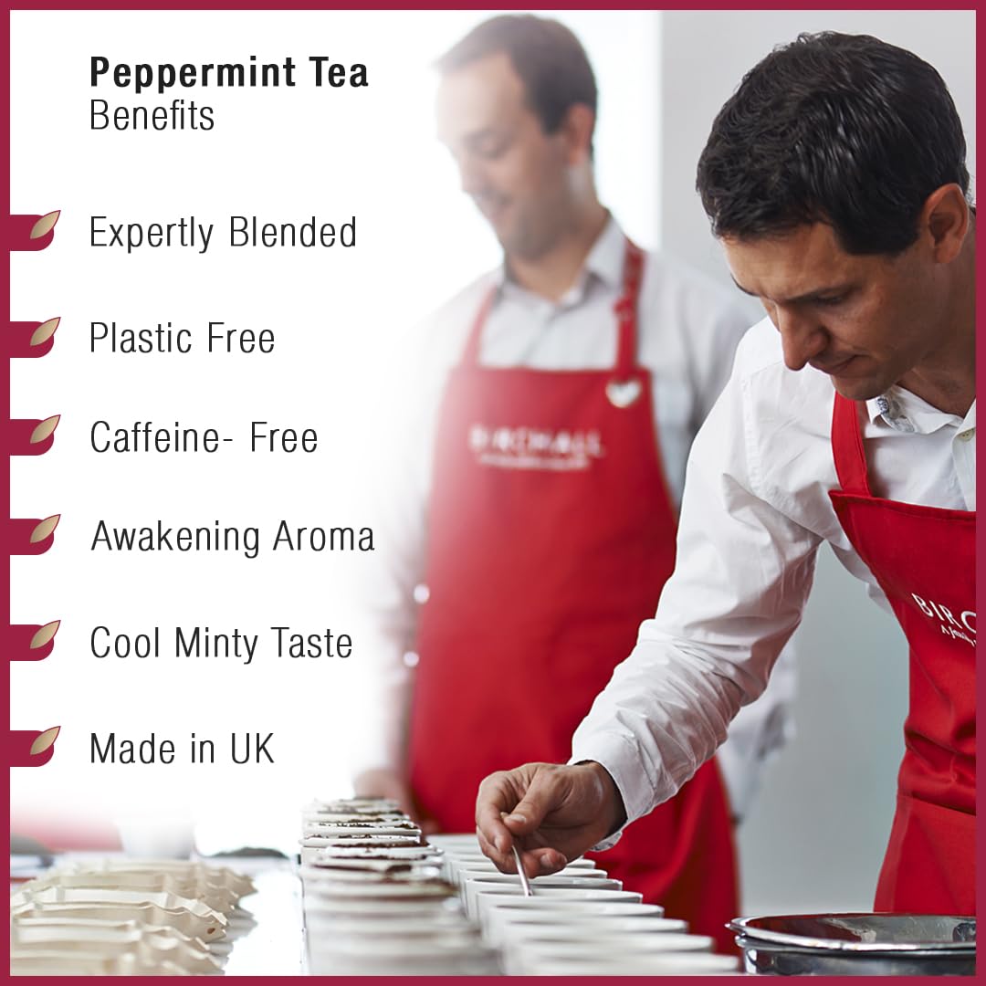 Birchall Peppermint Tea - Caffeine Free Herbal Tea, Supports Digestion | 25 Tea Bags (Pack of 2)